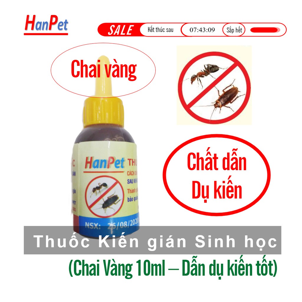 Thuoc kien hanpet dung dịch diệt kiến tận gốc chai vàng 10ml dẫn dụ kiến