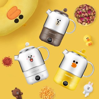 Ấm Đun Nước Siêu Tốc, Đun Trà Joyoung Line Friends Gấu Brown, Vịt Sally, Thỏ Cony, Hello Kitty Dung Tích 800ML