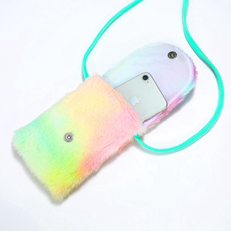 Túi đeo chéo hình kỳ lân phủ lông dễ thương thời trang cho bé gái