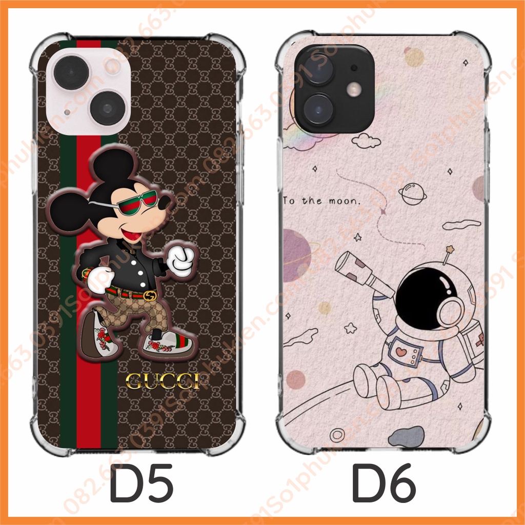 Ốp lưng chống sốc các dòng từ Iphone 6 đến ip 13 promax dẻo trong in hình