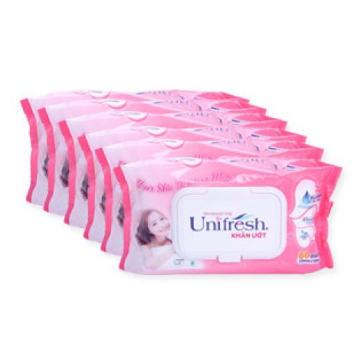 Combo 6 gói Khăn ướt UNIFRESH LADY 80M (80 Miếng)