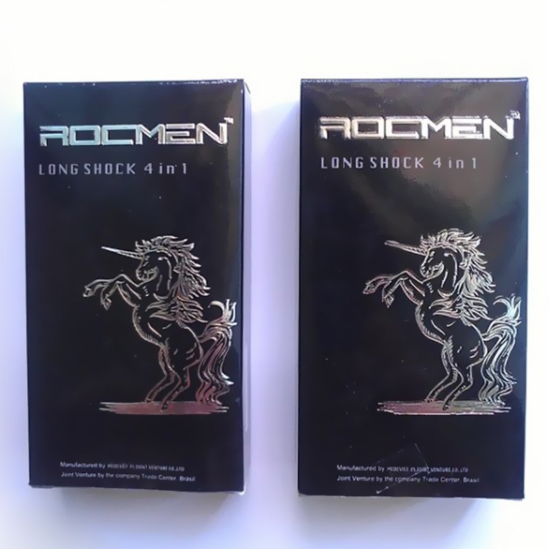[Quà tặng] Bao cao su kéo dài thời gian - có gai Rocmen đen - hộp 12 chiếc