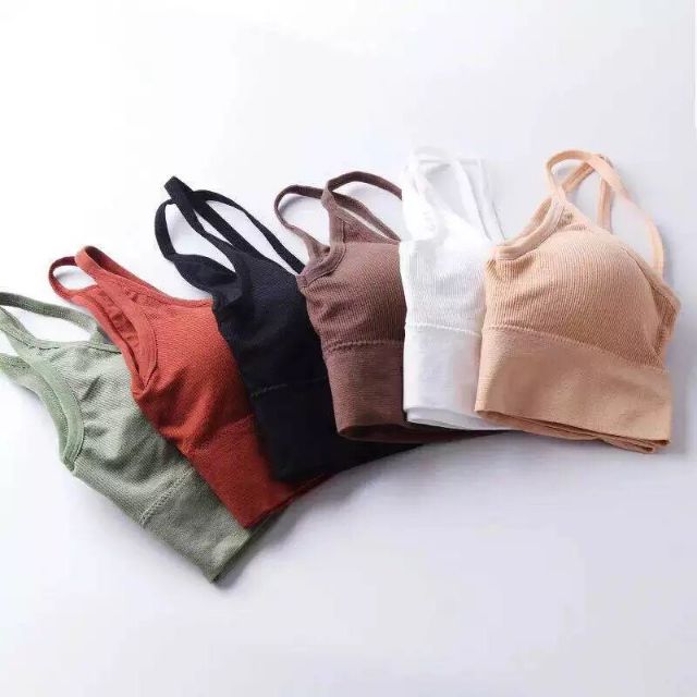 Áo bra cotton gân tăm trễ lưng xuất nhật