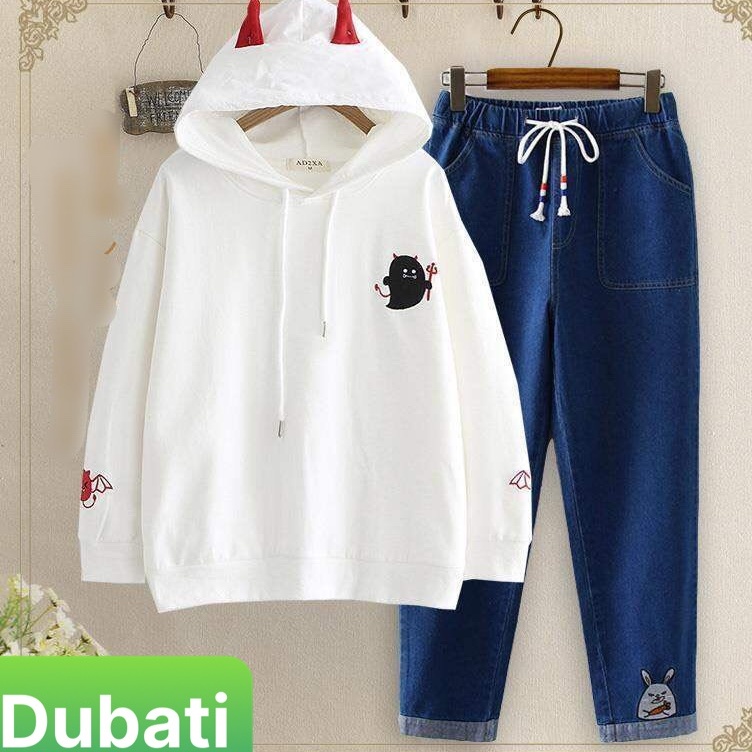 Áo Nỉ From Rộng Có Nón Hình Ma Cute, Áo Hoodie Nam Nữ Phong Cách Nhật Bản- DUBATI FASHION