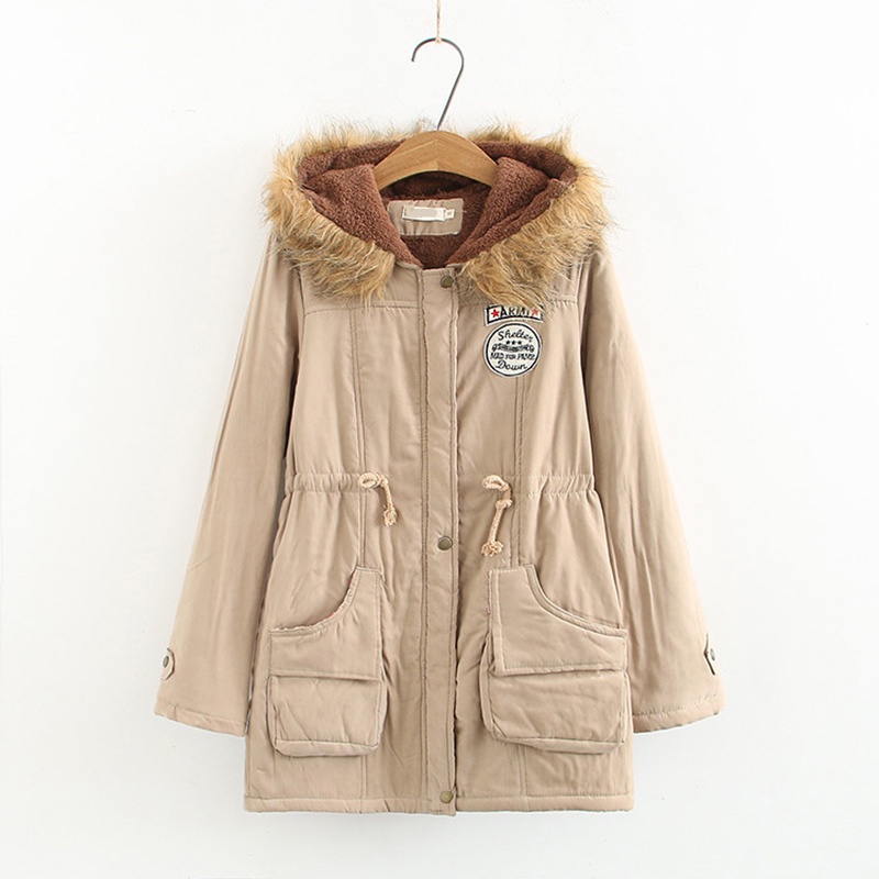 IELGY Áo Khoác cotton Tay Dài Có Nón Phong Cách Hàn Quốc Thời Trang Mùa Đông Cho Nữ