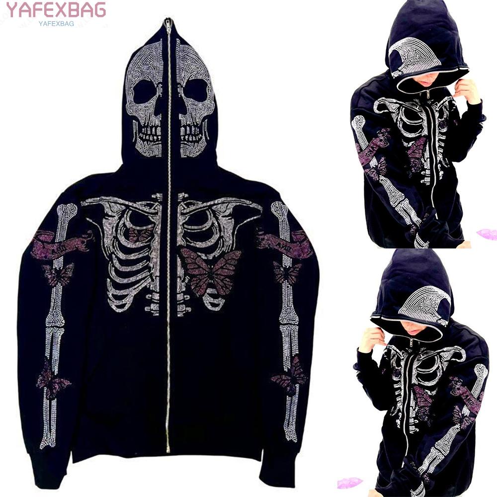 Women Zip-up Y2K Harajuku Oversized Skeleton HoodieWith Zipper Hood Sweatshirt 2022 hot salneew