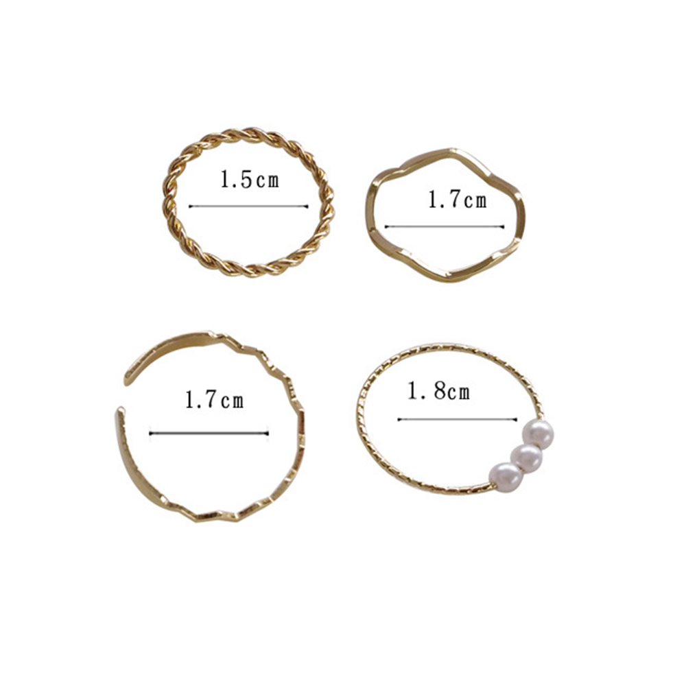 Set Nhẫn Đeo Tay Kim Loại Đính Ngọc Trai Giả Thời Trang Cho Nữ