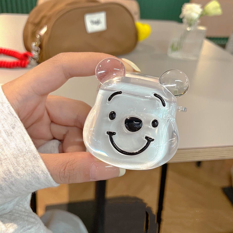 Vỏ Bảo Vệ Hộp Sạc Tai Nghe Bluetooth AirPods 1 2 3 PRO 3 Bằng TPU Trong Suốt Họa Tiết Chú Gấu Dễ Thương
