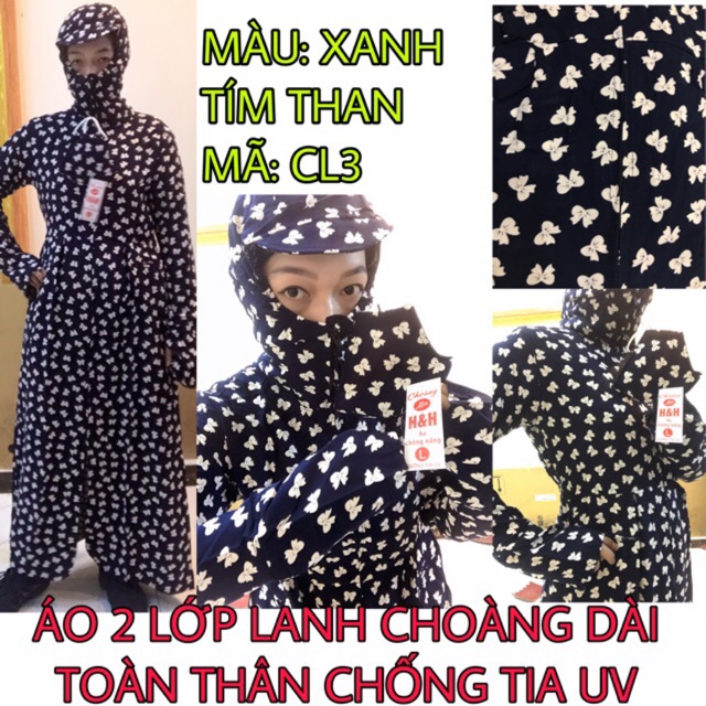 ÁO 2 LỚP LANH CHOÀNG DÀI TOÀN THÂN CHỐNG TIA UV CAO CẤP (1m40-1m80, 38kg-80kg, đặt theo yêu cầu inbox)