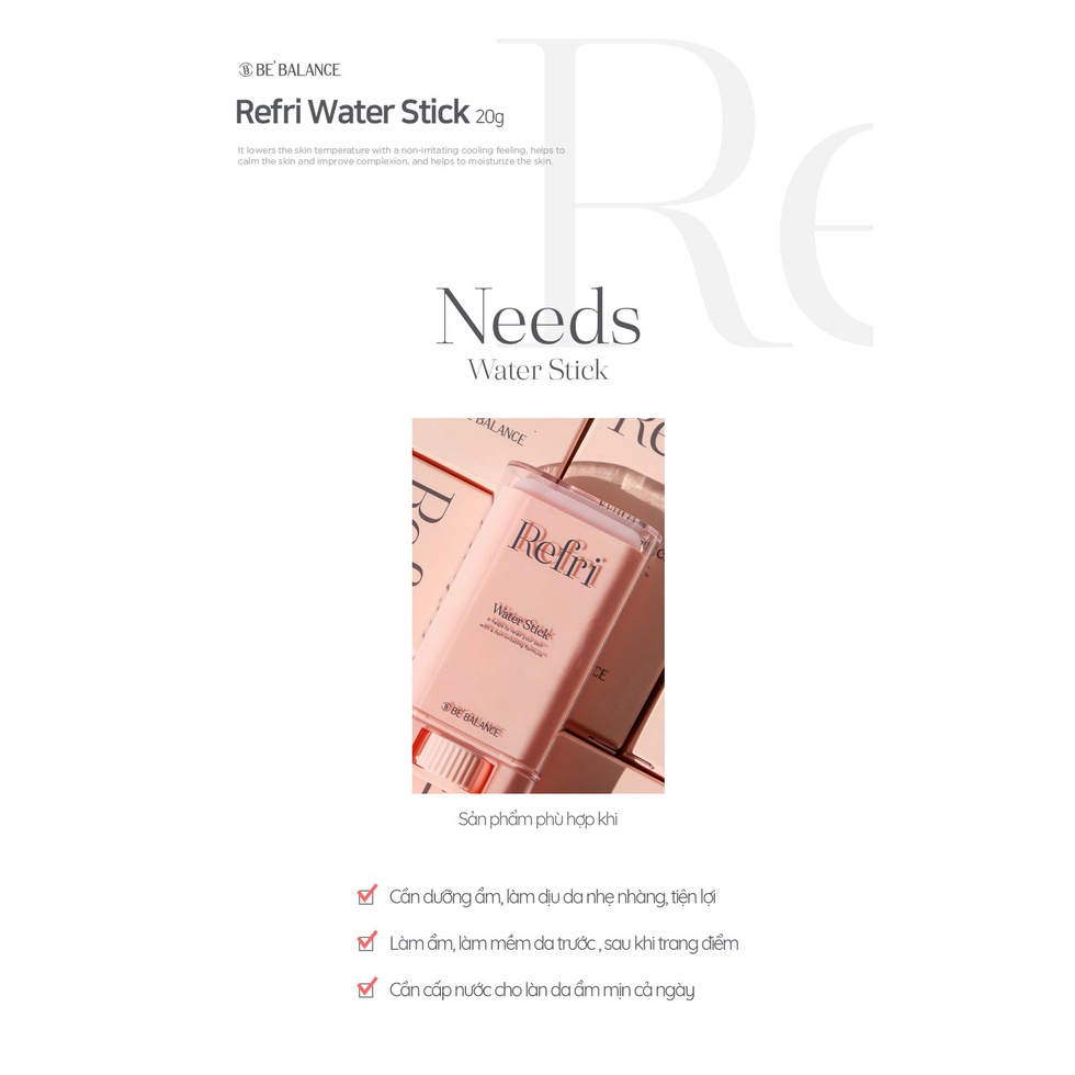 Thanh lăn dưỡng ẩm Be'Balance Refri Water Stick 20g