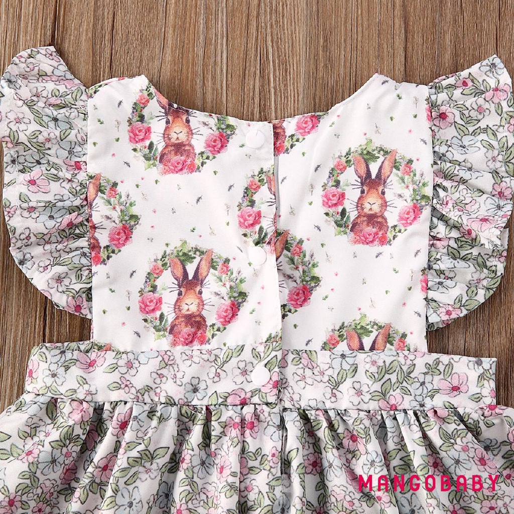 Đầm Chữ A Tay Cánh Sen In Họa Tiết Cho Bé Gái Sơ Sinh