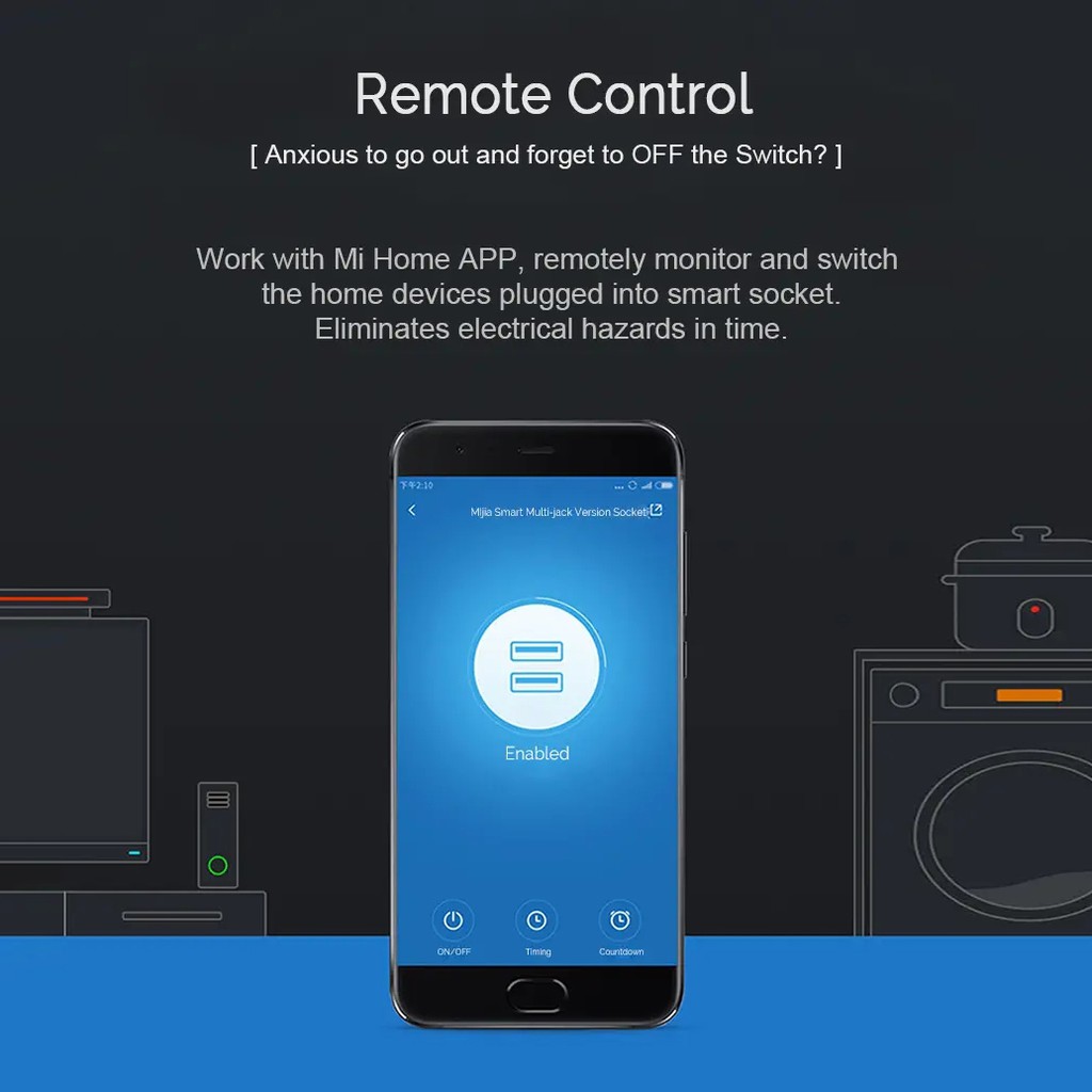 Ổ cắm Xiaomi Mijia 2 cổng USB kết nối Bluetooth thông minh
