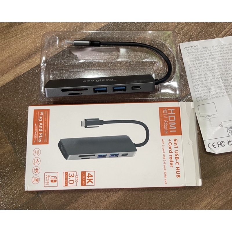 Hub chuyển đổi 6 in 1 Type C sang USB 3.0, Card reader, PD port, HDMI