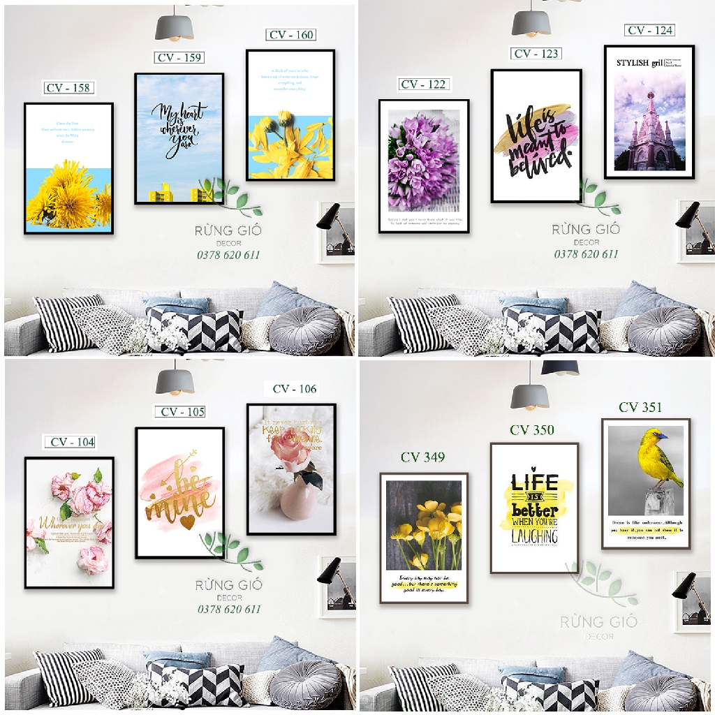 Khung tranh canvas hình hoa hiện đại cỡ 30x45 ( tranh kèm khung y hình ), Giá bán 1 tranh | BigBuy360 - bigbuy360.vn