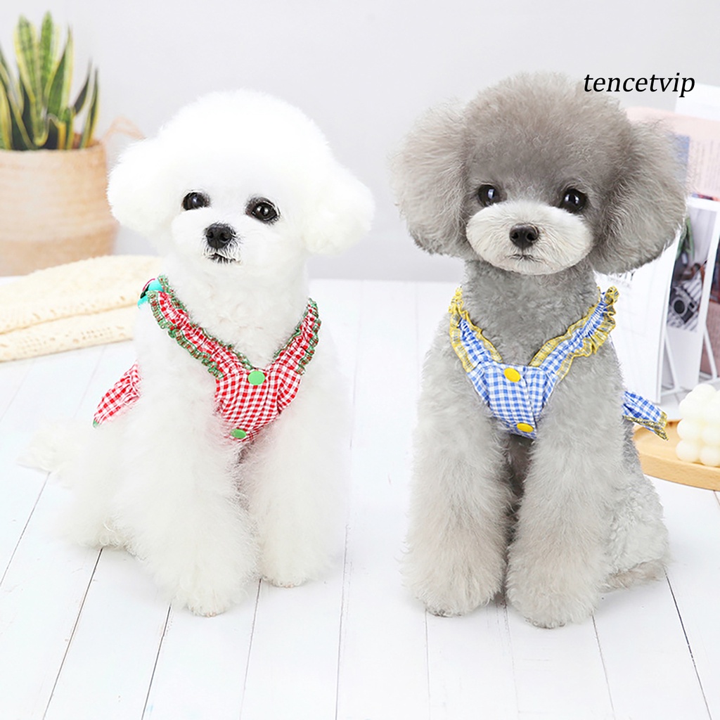 Đầm Hai Dây Bằng Polyester Họa Tiết Sọc Caro Thời Trang Mùa Hè Cho Thú Cưng