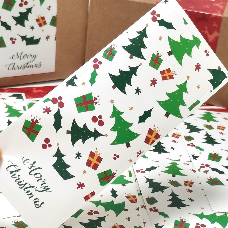 Set 2 tem niêm phong hộp quà, túi quà Noel size 6 x 15 cm