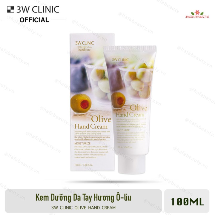 [Mã giảm giá] Kem Dưỡng Da Tay Chiết Xuất Ô-Liu 3W Clinic Olive Hand Cream