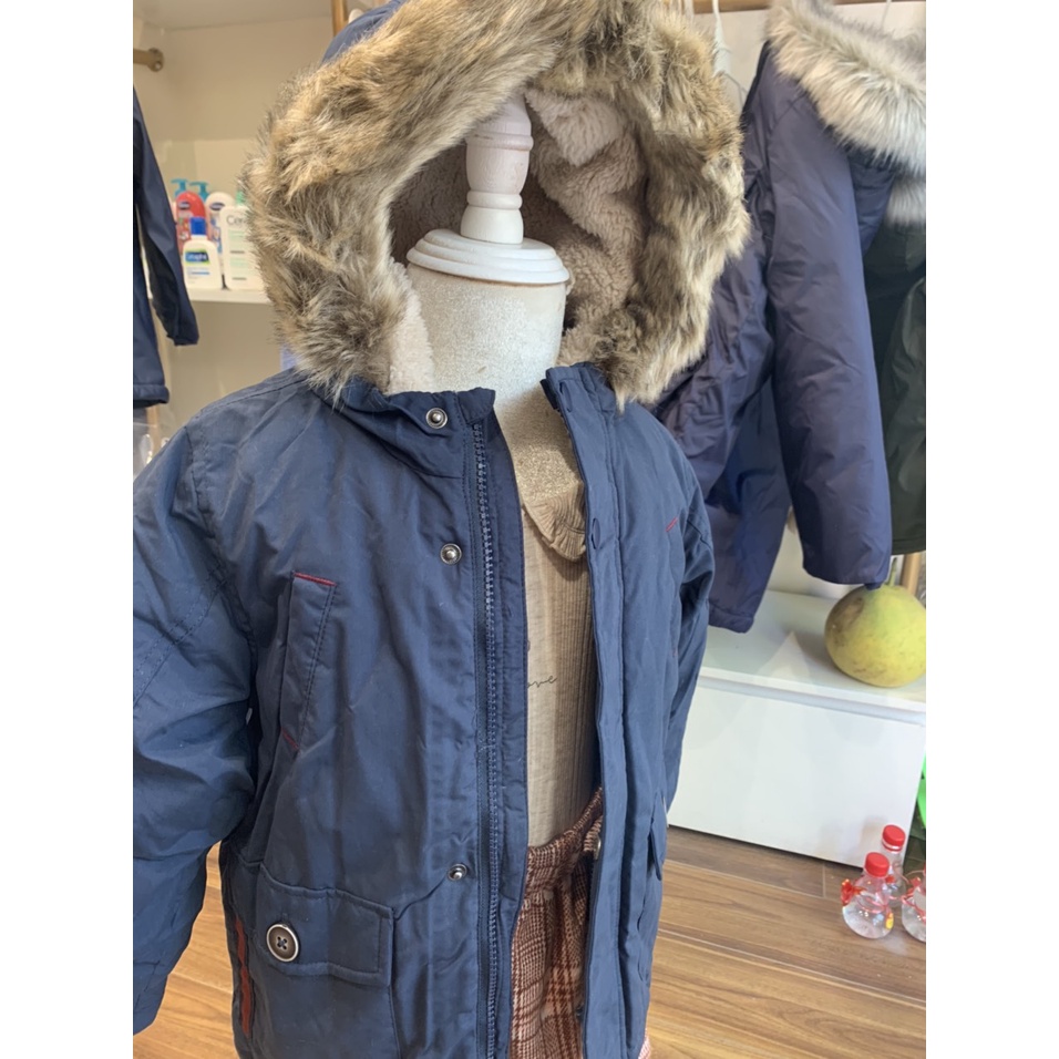 Áo Khoác Phao Cho Bé Trai, Bé Gái, Mũ Lót Lông Siêu Ấm