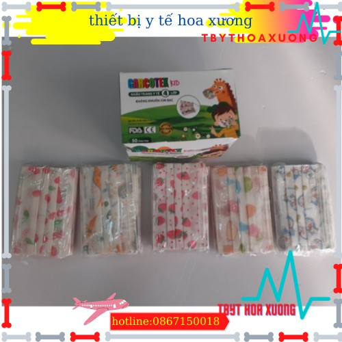 [garcotex kid]khẩu trang y tế 4 lớp kháng khuẩn trẻ em màu ngẫu nhiên