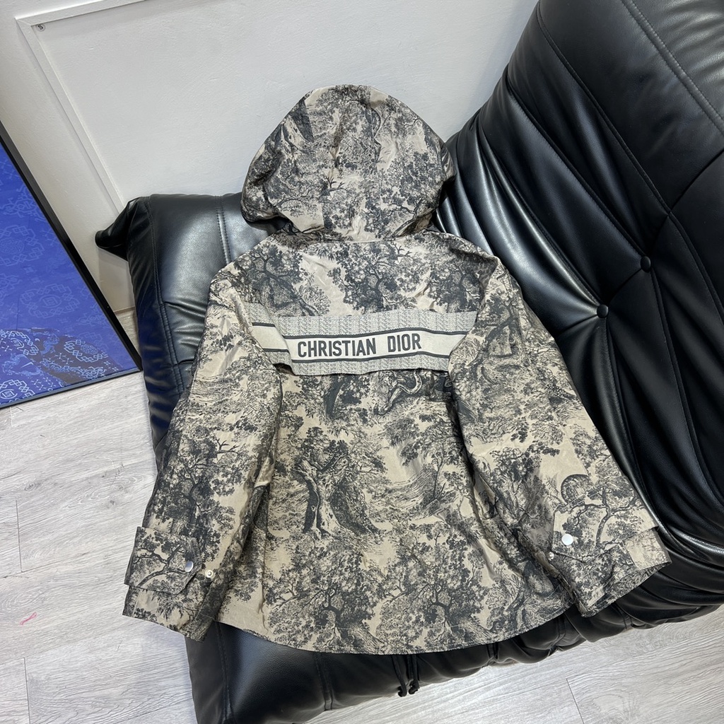 Áo khoác jacquard nữ có mũ thời trang cao cấp Christian Dior CD phong cách thời thượng