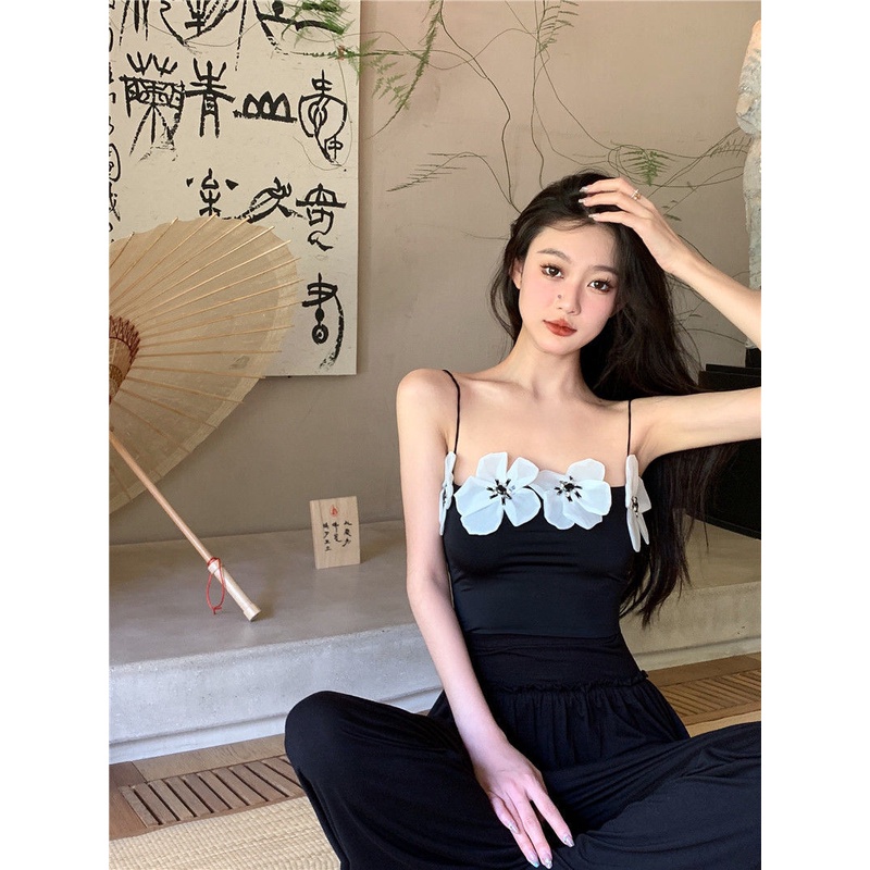 Áo Hai Dây Dáng Ngắn Họa Tiết Hoa Thời Trang Mùa Hè Cho Nữ