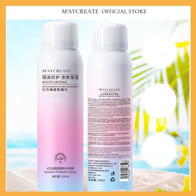 Xịt chống nắng toàn thân MayCreate Moisturizing 150ml trắng da nâng tone da chống thấm nước MXCN1