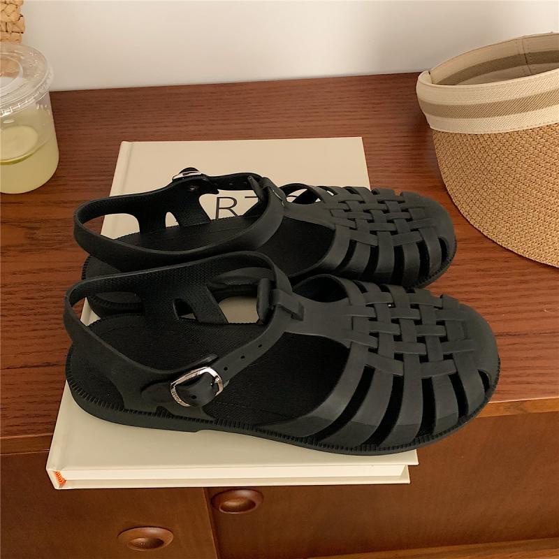 Sandal AYUER mũi tròn đế bằng chất liệu PVC thời trang mùa hè năng động dành cho nữ