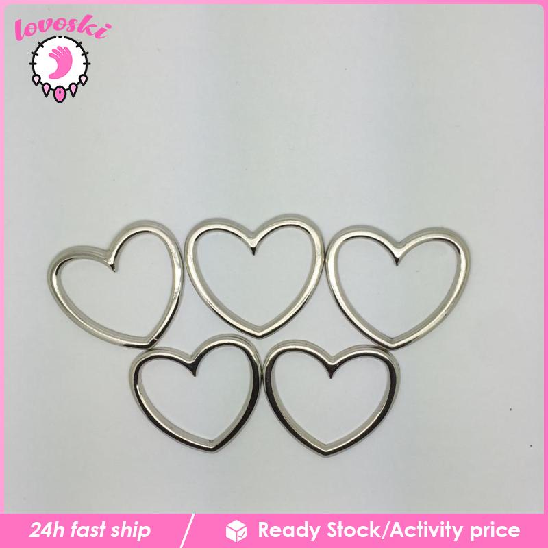 Set 5 vòng khoen hình trái tim màu bạc dùng làm thắt lưng/nịt bít tất/vòng chân/vòng cổ choker thủ công