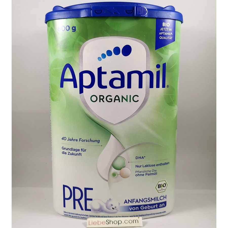 Sữa Aptamil Organic Đức, phát triển toàn diện cho bé, Hộp 800g, Số 1, 2, Pre