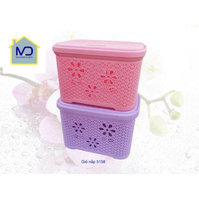 (sieu hot) Giỏ đựng đồ có nắp hoa việt nhật