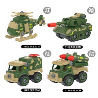 Set 4 Xe Quân Sự ,Công Trình Tháo Lắp Kèm Tua Vít Đủ Mẫu dành cho bé thích lắp ghép mô hình xe