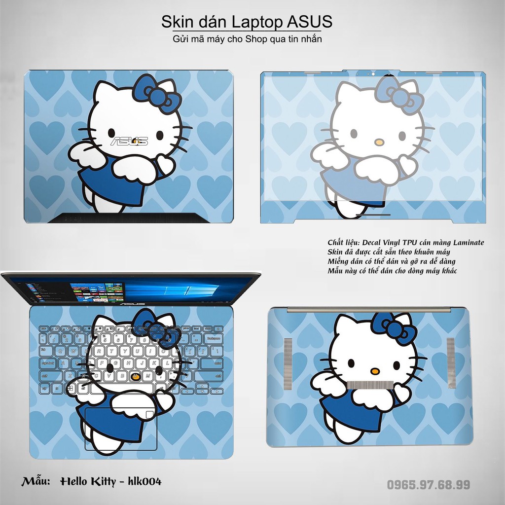 Skin dán Laptop Asus in hình Hello Kitty (inbox mã máy cho Shop)