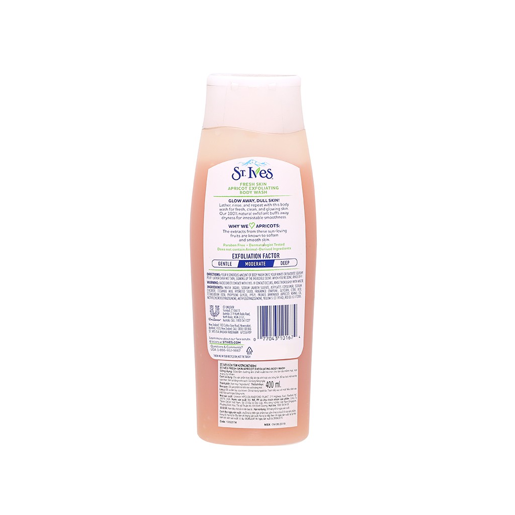 Sữa tắm ST.IVES Fresh Skin hương mơ 400ml