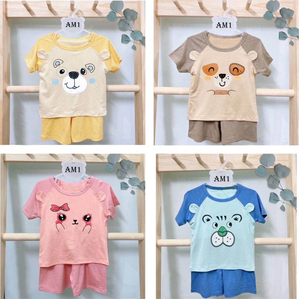 Đồ bộ cộc tay cho bé trai và bé gái chất thun lạnh AM653 , quần áo trẻ em cho bé từ sơ sinh đến 16kg