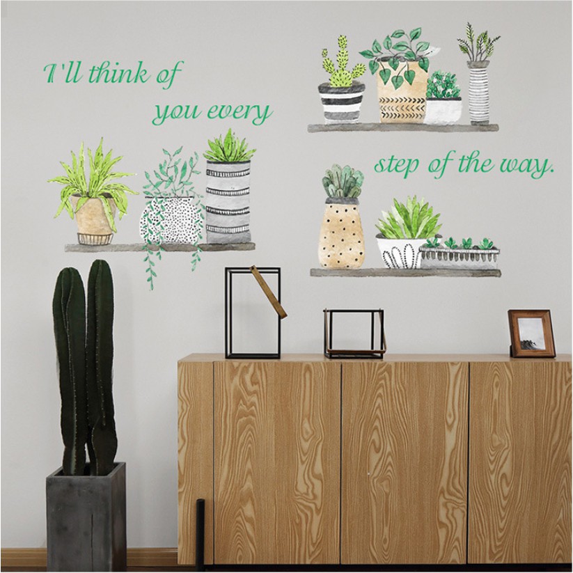 Decal dán tường - Nhiều Chậu cây kiểng mẫu hiện đại mới