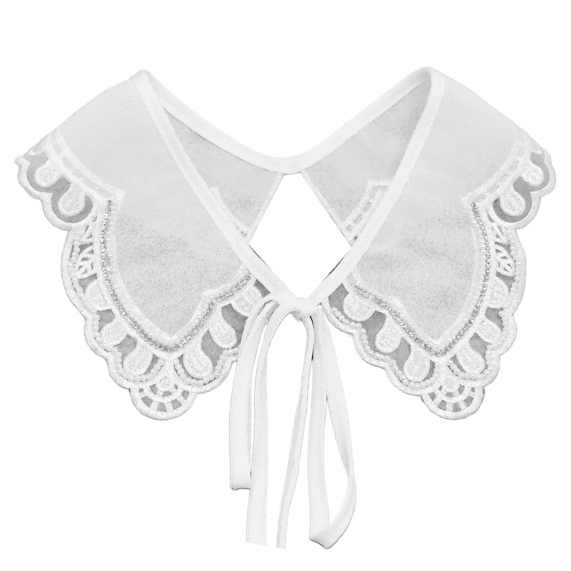 Cổ Áo Sơ Mi Giả Thêu Hoa Phối Ren Có Thể Tháo Rời Thời Trang Cho Nữ