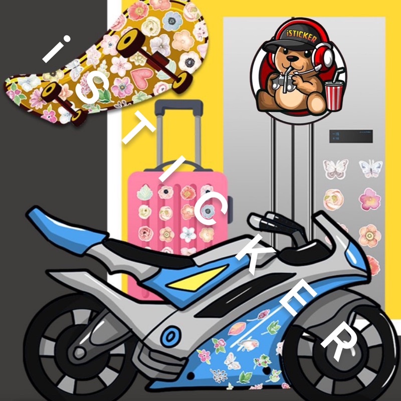 Sticker bông hoa xinh xắn dễ thương chống thấm nước dán mũ nón bảo hiểm, điện thoại, laptop