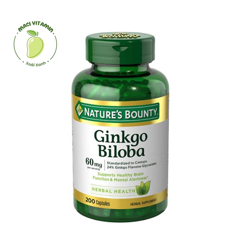 Ginkgo Biloba 60 mg Nature’s Bounty Bổ não Tăng trí nhớ Giảm đau đầu MaCi