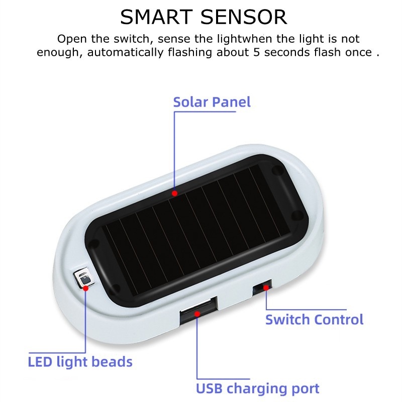 Đèn LED Cảnh Báo An Ninh Chống Trộm Sử Dụng Năng Lượng Mặt Trời Không Dây Tự Dính