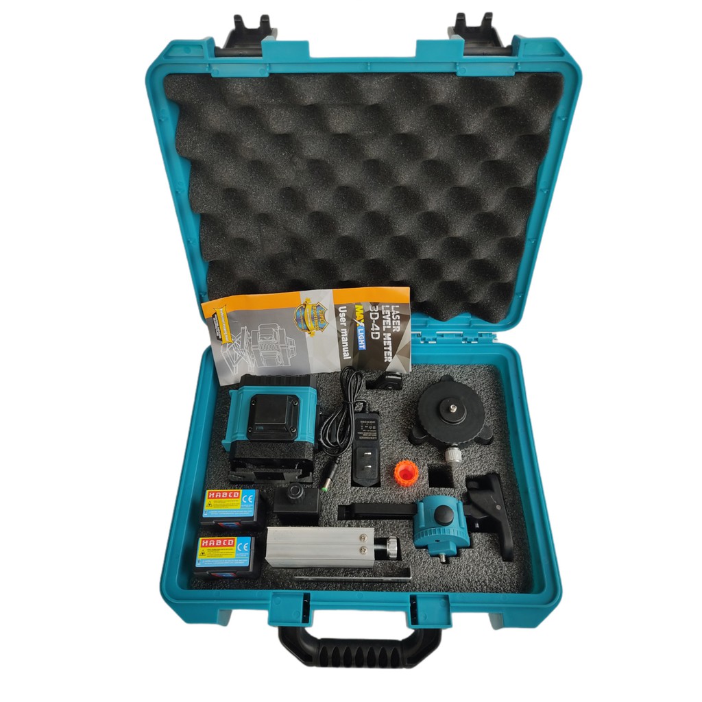 Máy cân bằng laser 3D .12 Tia Xanh siêu sáng Có Điều khiển từ xa 2 pin , có chân treo Tường Hàng cao cấp