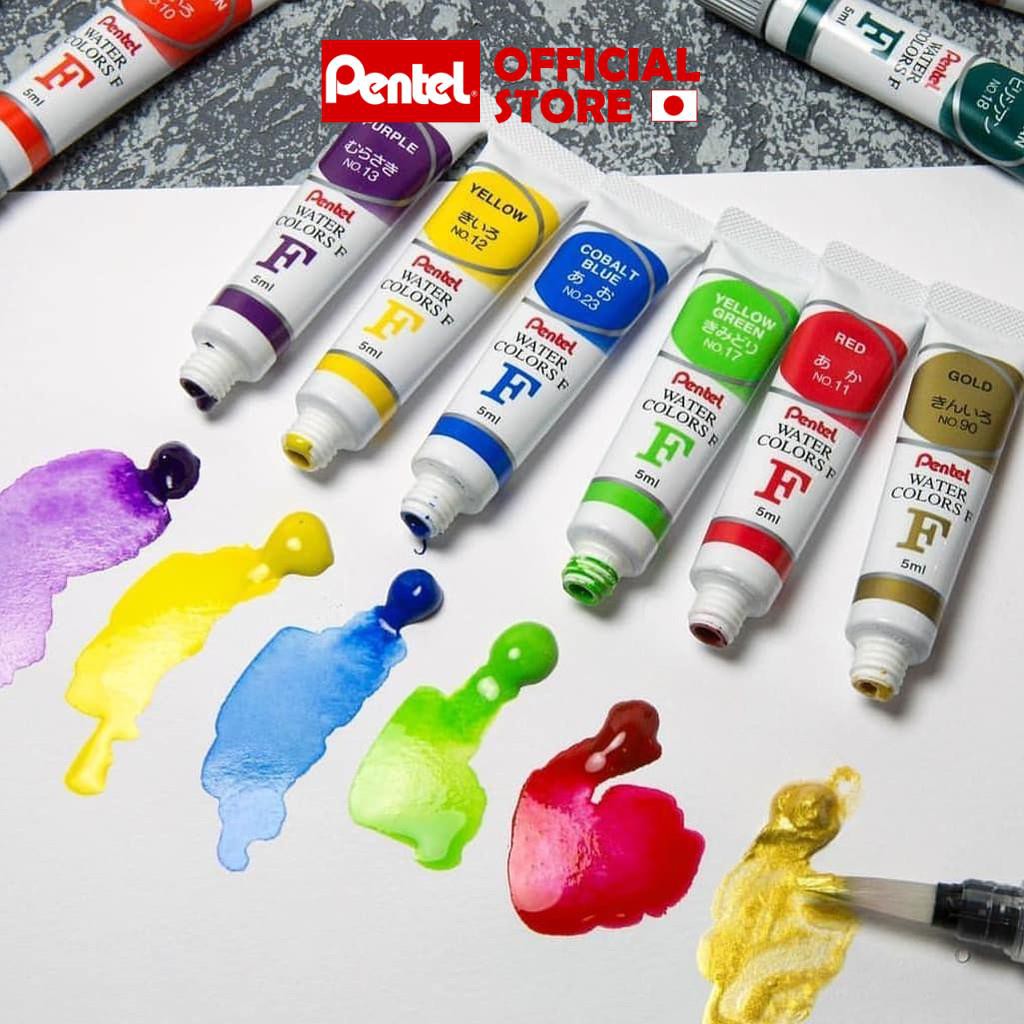 Màu Nước Dạng Tuýp Pentel Water Color WFRS | Vẽ Được Trên Nhiều Chất Liệu | 12 màu/18 màu/24 màu