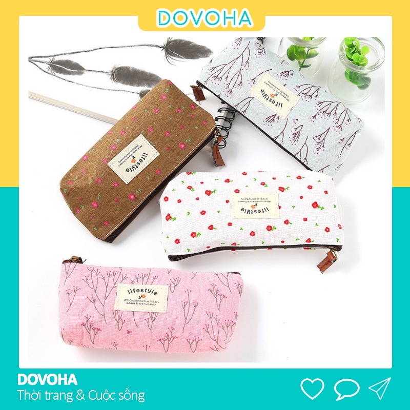 Túi vải canvas đựng bút DOVOHA TV11 Túi đựng bút cute nhỏ dễ thương.