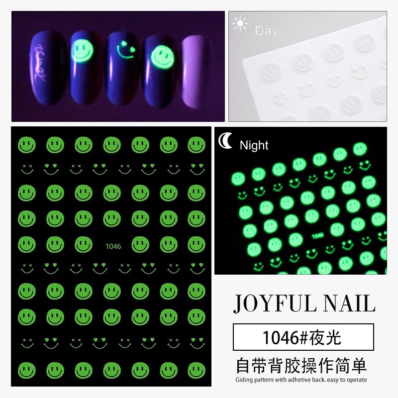 sticker dạ quang dán móng tay nail