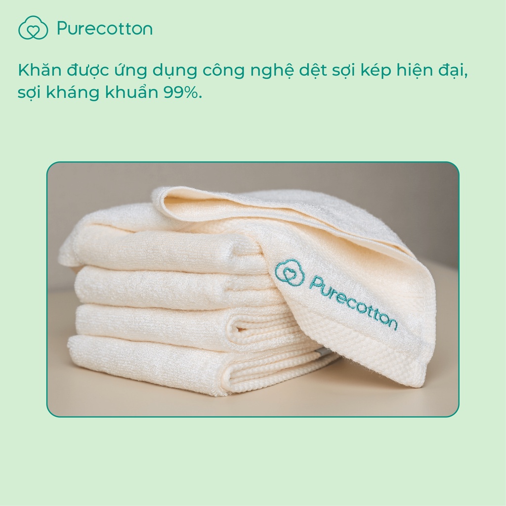 Combo 3 khăn mặt Purecotton chất liệu sợi sồi cao cấp CPC053