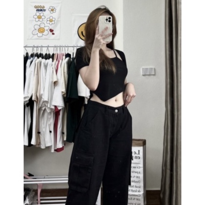 Quần Jean Màu Ghi Nhiều Túi StreetWear Châu Âu Phong Cách Retro 2022 𝘽𝙮.𝘾𝙖𝙢𝙘𝙖𝙢