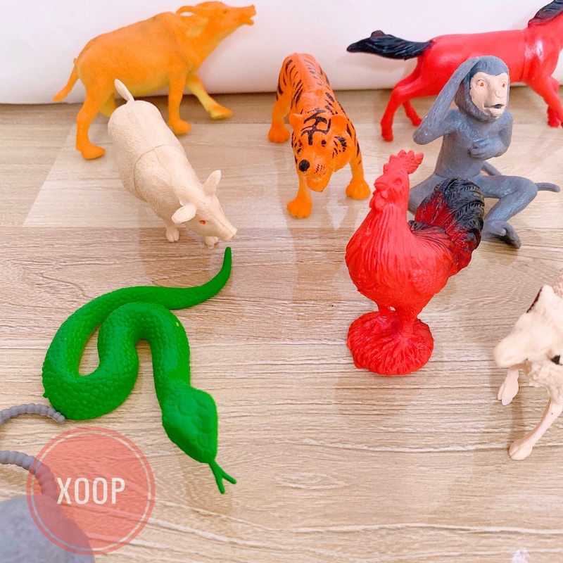 Đồ chơi mô hình bộ 12 con giáp nhiều màu sắc cho bé trai, bé gái