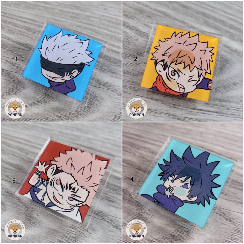 Pin kẹp giấy acrylic anime Jujutsu nhiều mẫu trong suốt (4CM)