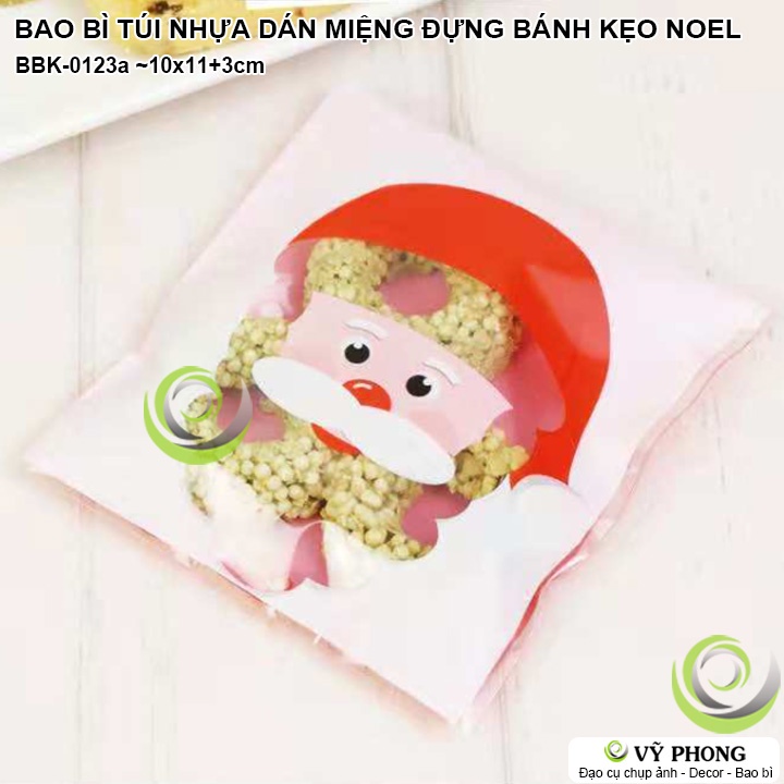 BAO BÌ TÚI DÁN MIỆNG ĐỰNG BÁNH KẸO NOEL GIÁNG SINH IN HÌNH ÔNG GIÁ NOEN LÀM QUÀ TẶNG CHRISTMAS BBK-0123