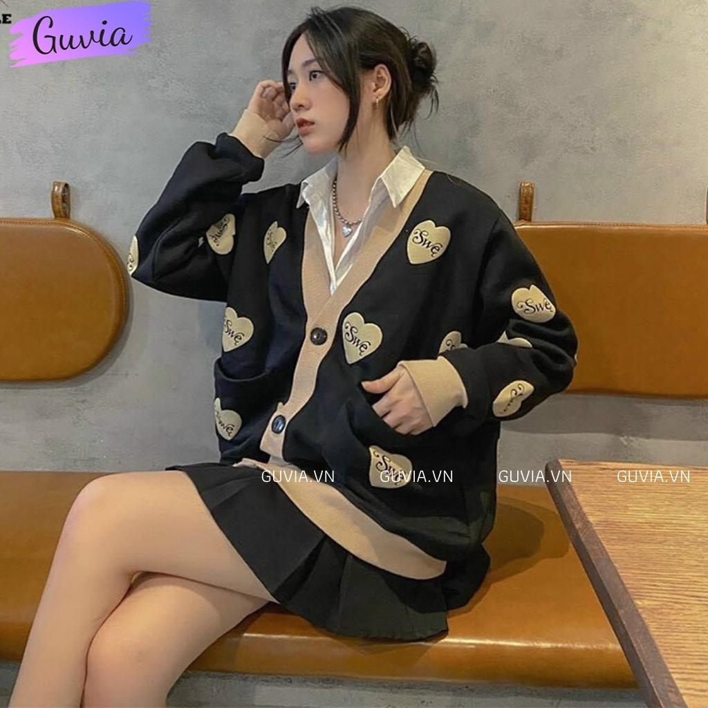Áo khoác nỉ Cardigan SWE Ulzzang form rộng Unisex bông 2 lớp Guvia
