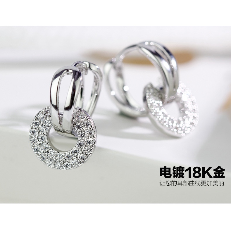 Đôi Khuyên Tai Tròn Nhỏ Đính Đá Thời Trang Cho Nữ